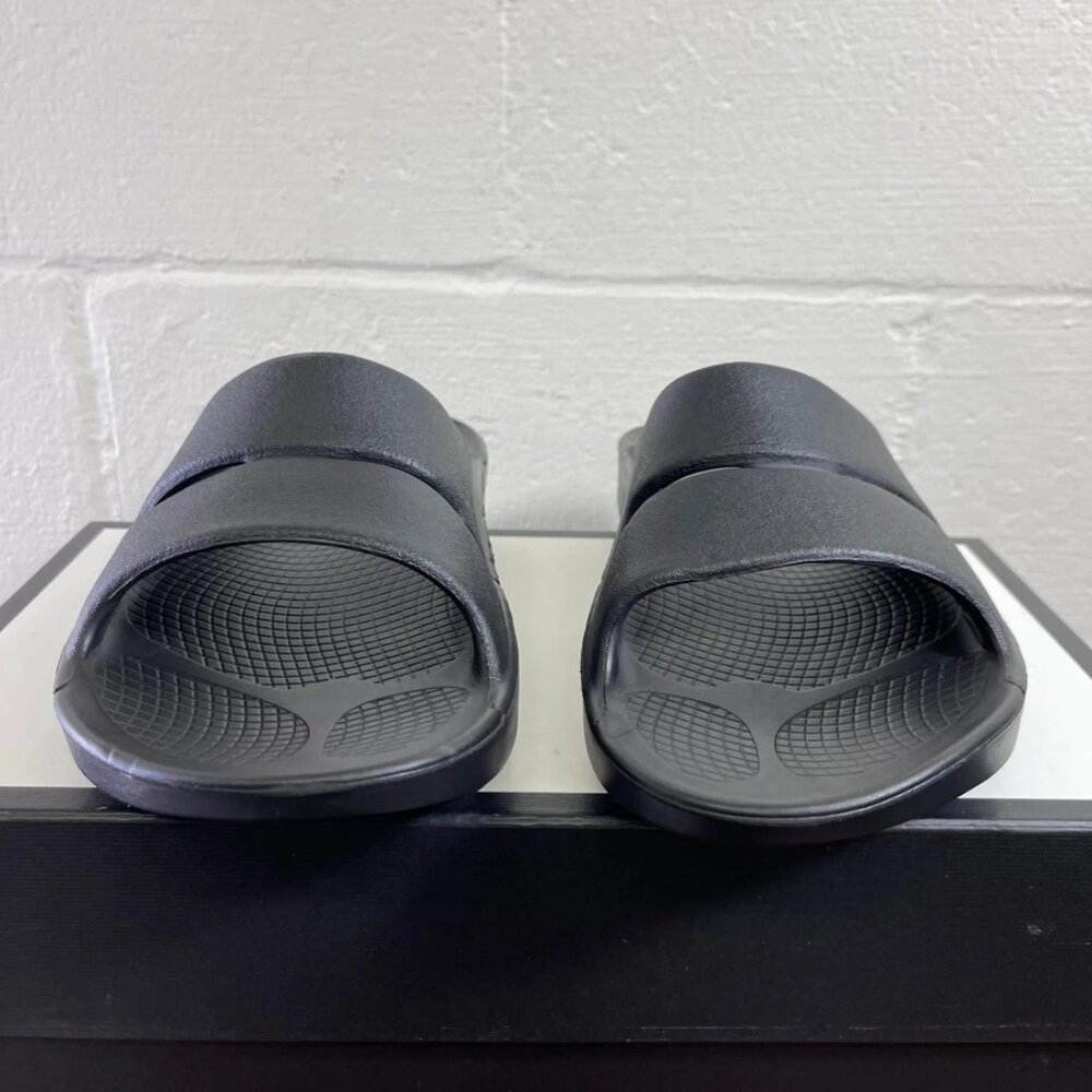 OOFOS OOahh Recovery Sandals Slide Black Open Toe Slip On Men's 9 Women's 11